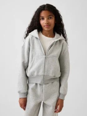 Felpa con cappuccio da bambino Vintagesoft dalla vestibilità comoda con bordi in pizzo e zip