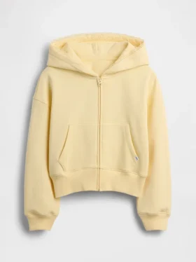 Felpa con cappuccio da bambino Vintagesoft dalla vestibilità comoda con bordi in pizzo e zip