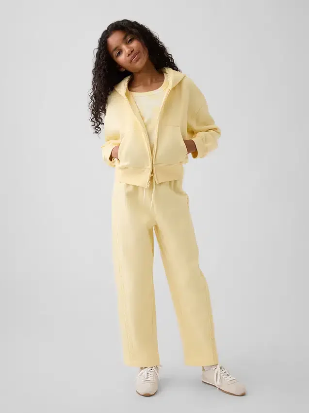 Felpa con cappuccio da bambino Vintagesoft dalla vestibilità comoda con bordi in pizzo e zip