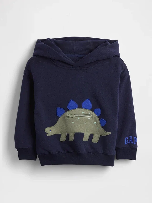 Felpa con cappuccio e tasca a forma di dinosauro Vintagesoft per Neonato & Bebè