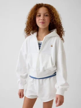 Felpa con cappuccio e zip a Vintagesoft in felpa a coste per bambini