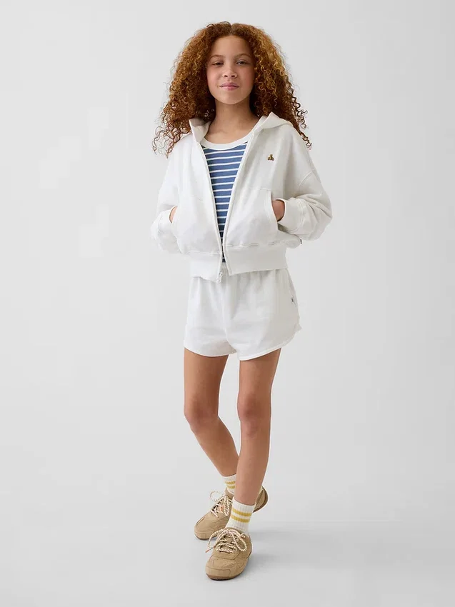 Felpa con cappuccio e zip a Vintagesoft in felpa a coste per bambini