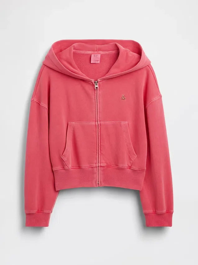 Felpa con cappuccio e zip a Vintagesoft in felpa a coste per bambini