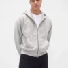 Felpa con cappuccio e zip in felpa francese extra pesante per adulti