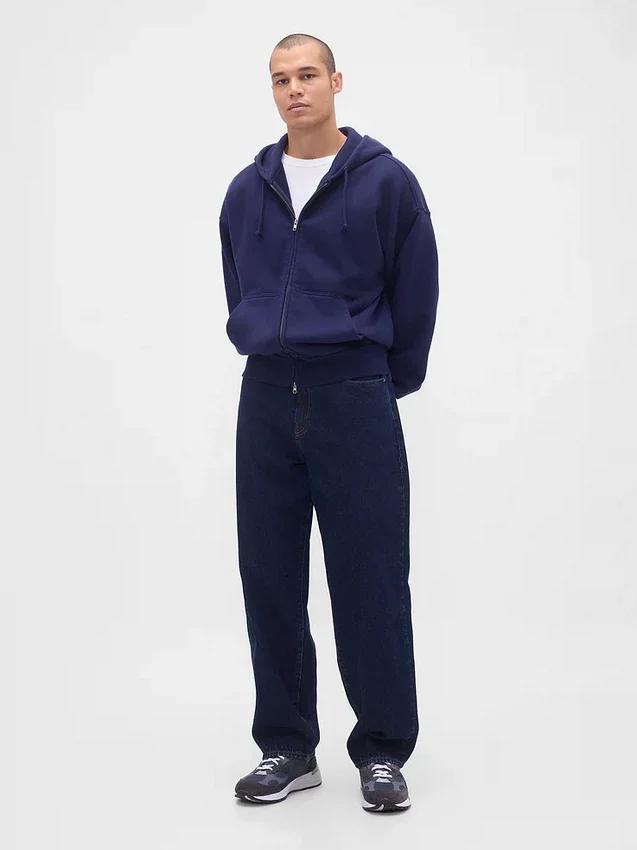 Felpa con cappuccio e zip in felpa francese extra pesante per adulti