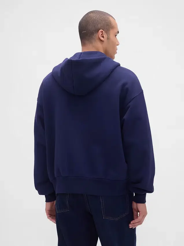 Felpa con cappuccio e zip in felpa francese extra pesante per adulti