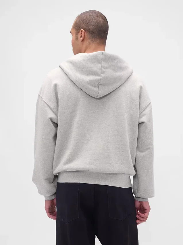 Felpa con cappuccio e zip in felpa francese extra pesante per adulti