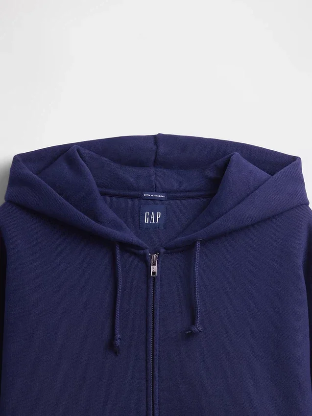 Felpa con cappuccio e zip in felpa francese extra pesante per adulti