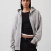 Felpa con cappuccio e zip in felpa francese extra pesante per adulti