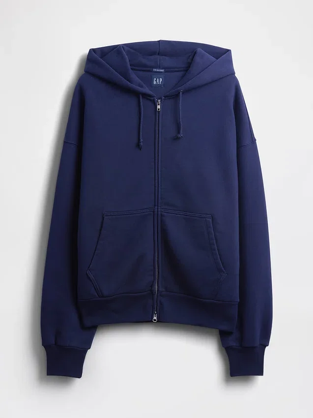 Felpa con cappuccio e zip in felpa francese extra pesante per adulti