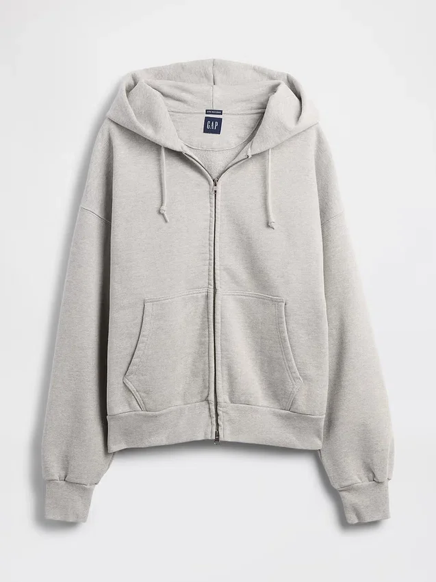 Felpa con cappuccio e zip in felpa francese extra pesante per adulti