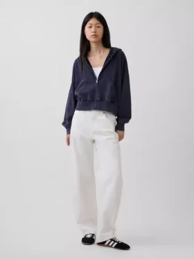 Felpa con cappuccio e zip in felpa Vintagesoft