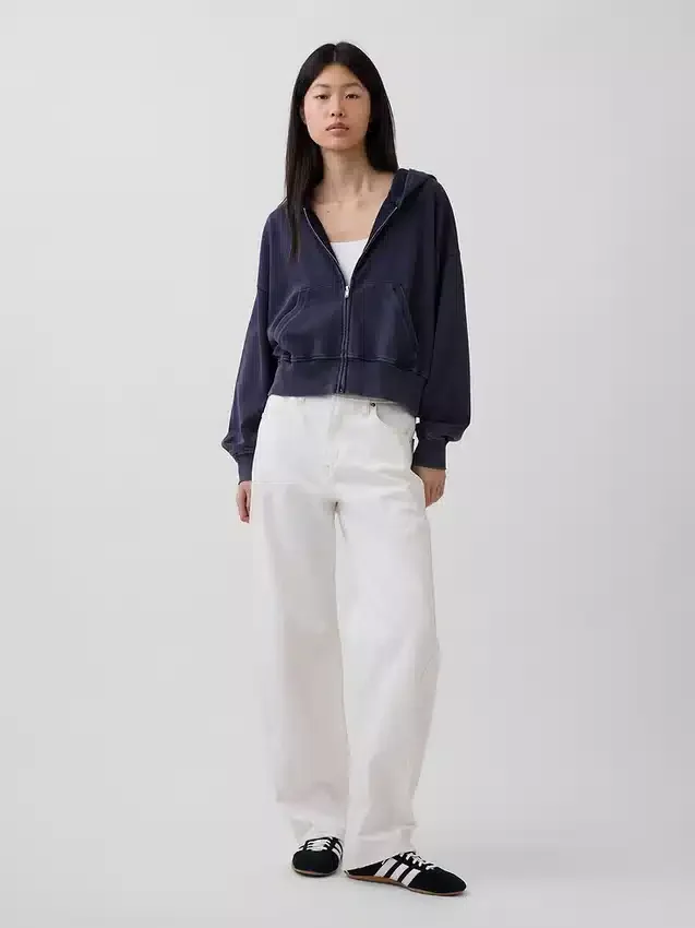 Felpa con cappuccio e zip in felpa Vintagesoft