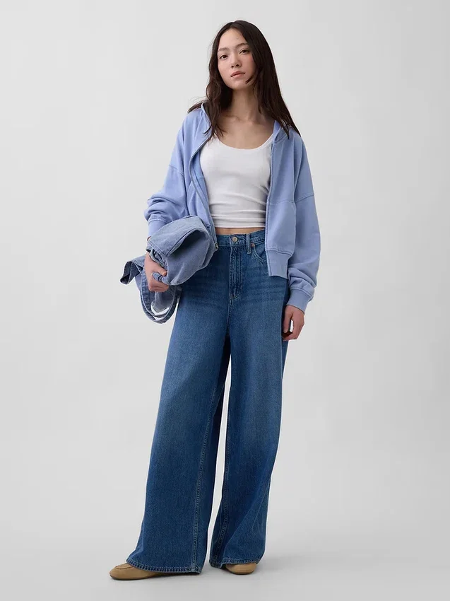 Felpa con cappuccio e zip in felpa Vintagesoft