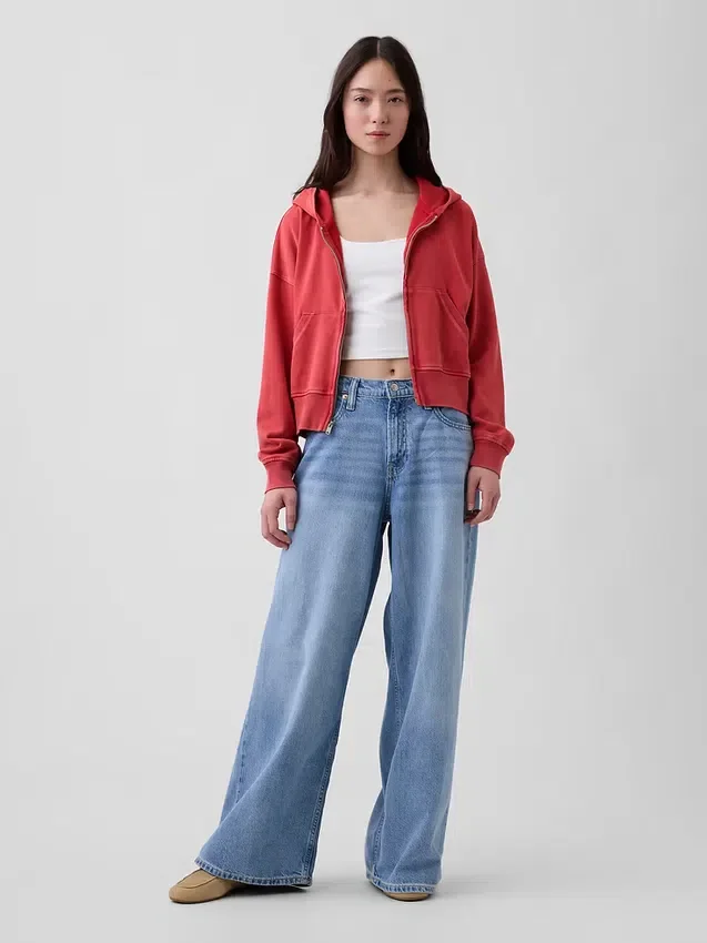 Felpa con cappuccio e zip in felpa Vintagesoft