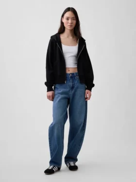 Felpa con cappuccio e zip in felpa Vintagesoft