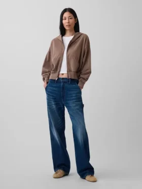 Felpa con cappuccio e zip in felpa Vintagesoft