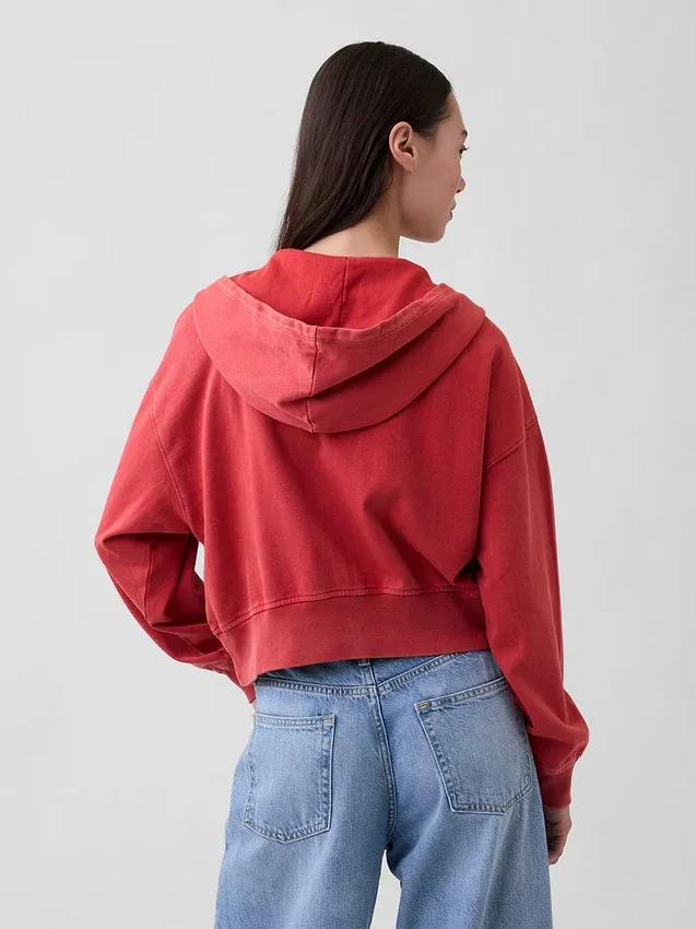 Felpa con cappuccio e zip in felpa Vintagesoft