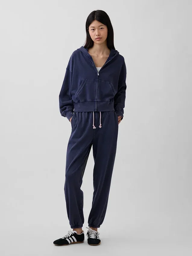 Felpa con cappuccio e zip in felpa Vintagesoft