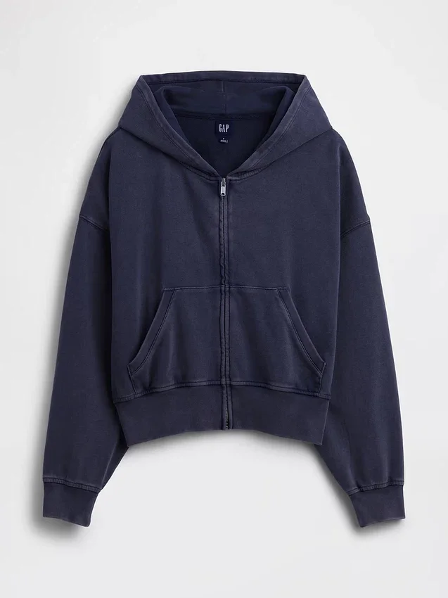 Felpa con cappuccio e zip in felpa Vintagesoft