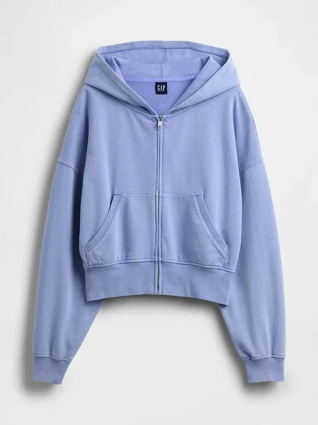 Felpa con cappuccio e zip in felpa Vintagesoft