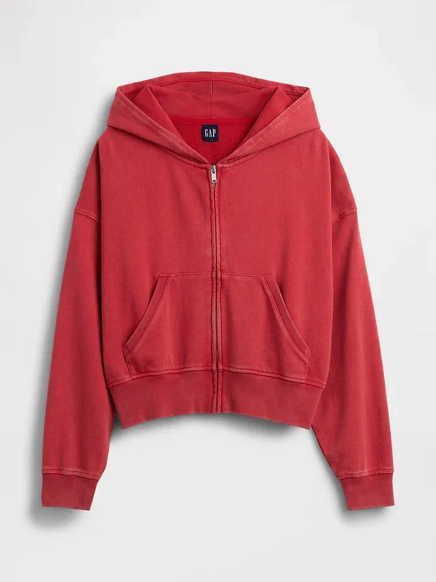Felpa con cappuccio e zip in felpa Vintagesoft
