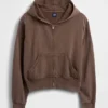 Felpa con cappuccio e zip in felpa Vintagesoft