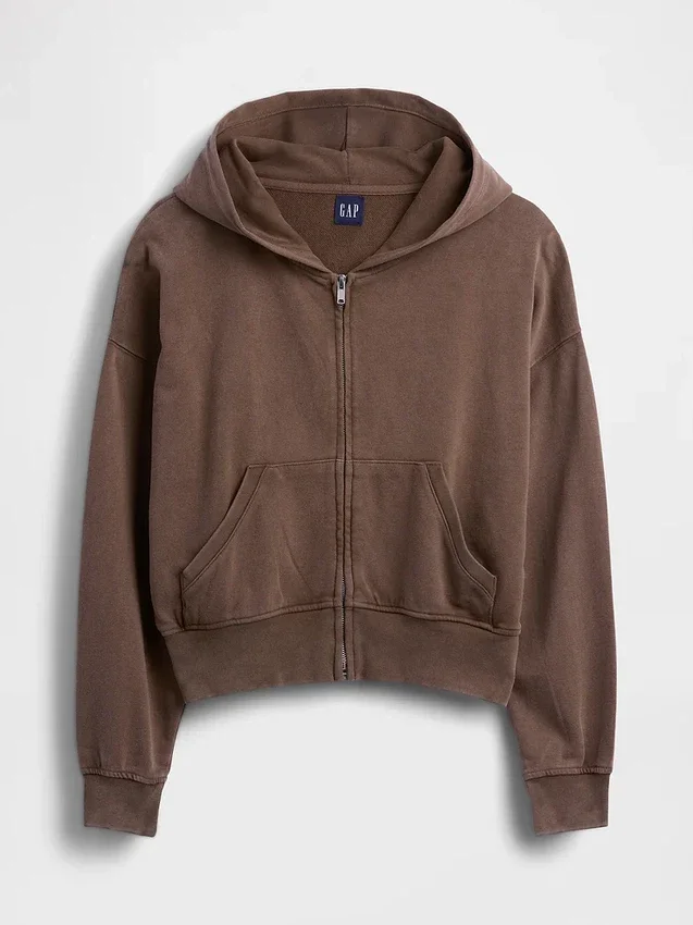 Felpa con cappuccio e zip in felpa Vintagesoft