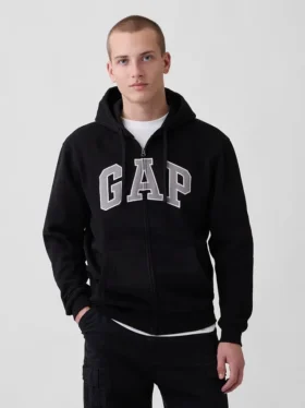 Felpa con cappuccio e zip per adulti Vintagesoft Arch Logo