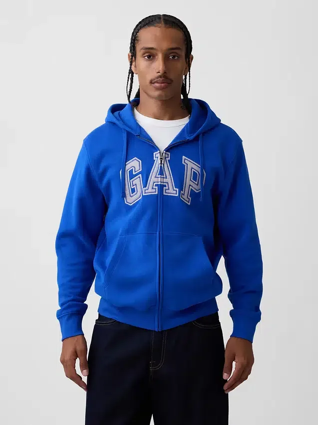 Felpa con cappuccio e zip per adulti Vintagesoft Arch Logo