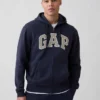 Felpa con cappuccio e zip per adulti Vintagesoft Arch Logo