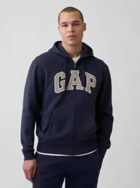 Felpa con cappuccio e zip per adulti Vintagesoft Arch Logo