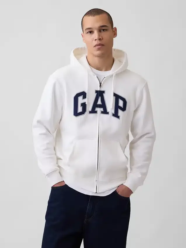 Felpa con cappuccio e zip per adulti Vintagesoft Arch Logo