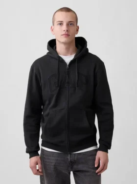 Felpa con cappuccio e zip per adulti Vintagesoft Arch Logo