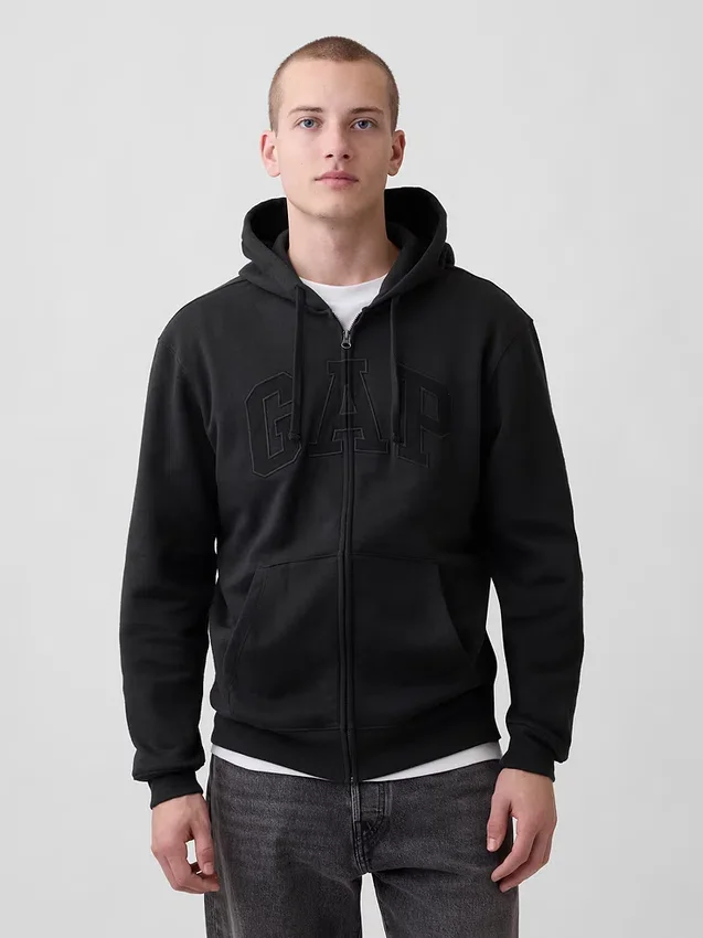 Felpa con cappuccio e zip per adulti Vintagesoft Arch Logo