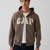 Felpa con cappuccio e zip per adulti Vintagesoft Arch Logo