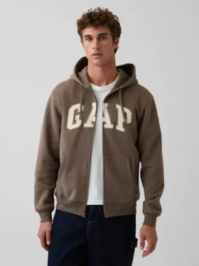 Felpa con cappuccio e zip per adulti Vintagesoft Arch Logo