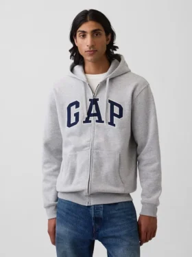 Felpa con cappuccio e zip per adulti Vintagesoft Arch Logo