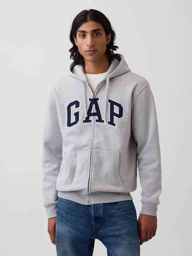 Felpa con cappuccio e zip per adulti Vintagesoft Arch Logo