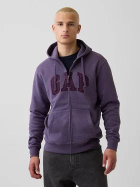 Felpa con cappuccio e zip per adulti Vintagesoft Arch Logo