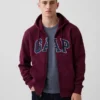Felpa con cappuccio e zip per adulti Vintagesoft Arch Logo