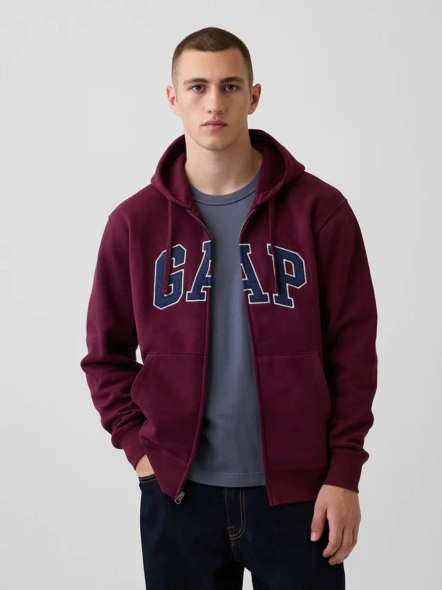 Felpa con cappuccio e zip per adulti Vintagesoft Arch Logo
