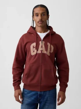 Felpa con cappuccio e zip per adulti Vintagesoft Arch Logo