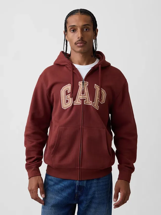 Felpa con cappuccio e zip per adulti Vintagesoft Arch Logo