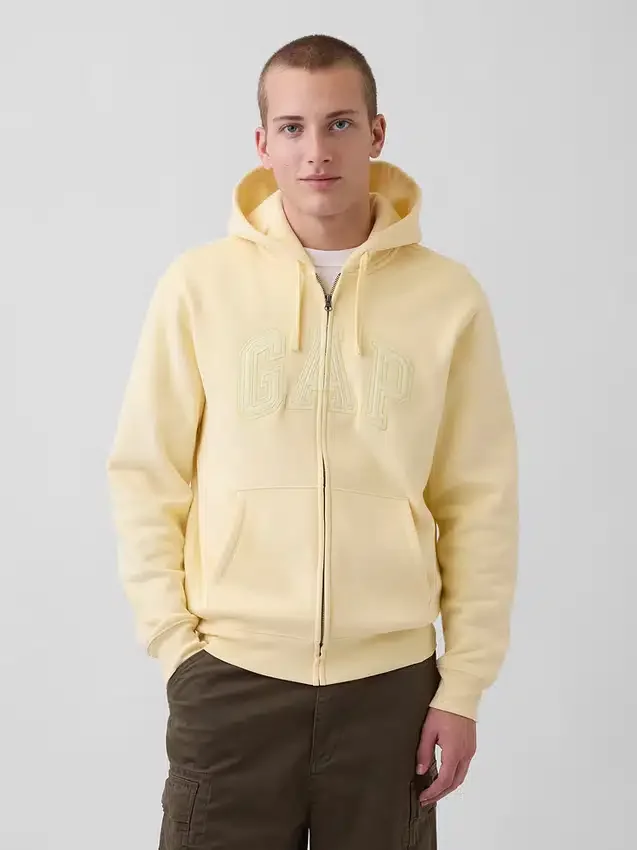 Felpa con cappuccio e zip per adulti Vintagesoft Arch Logo