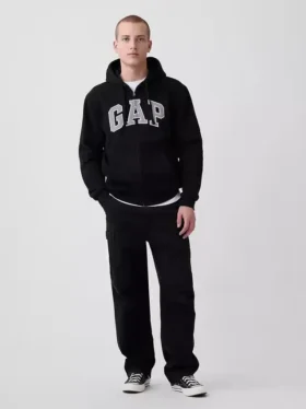 Felpa con cappuccio e zip per adulti Vintagesoft Arch Logo