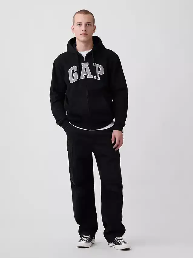 Felpa con cappuccio e zip per adulti Vintagesoft Arch Logo
