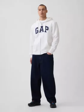 Felpa con cappuccio e zip per adulti Vintagesoft Arch Logo