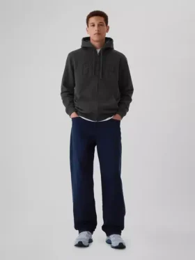Felpa con cappuccio e zip per adulti Vintagesoft Arch Logo