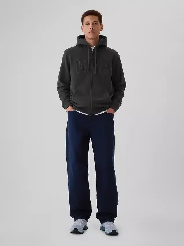 Felpa con cappuccio e zip per adulti Vintagesoft Arch Logo